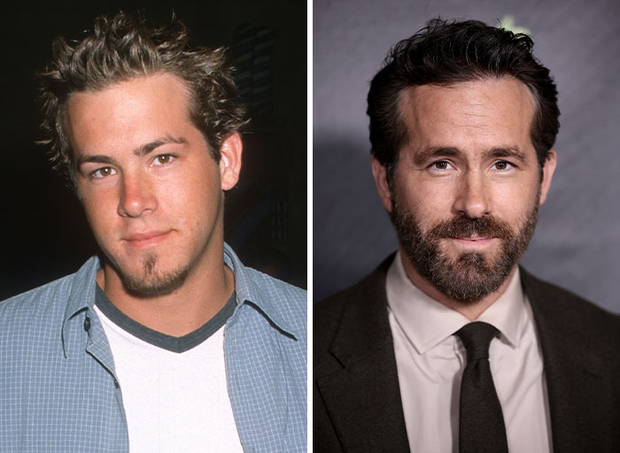 Ryan Reynolds' before and after fame transformation showcasing his evolving celebrity style.
