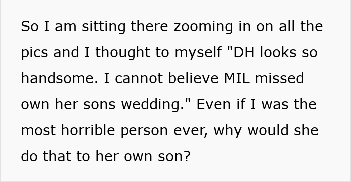A bride shares her wedding photos with her estranged MIL, who claims the bride was gloating. A bride shares her wedding photos with her estranged MIL, who claims the bride was gloating.