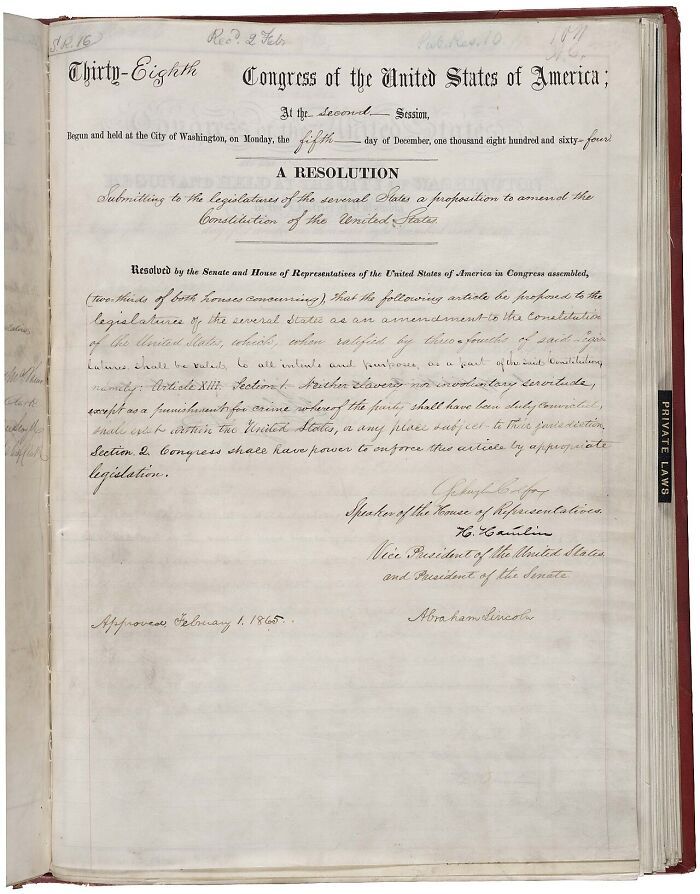 An old historical document detailing a resolution from the Thirty-Eighth Congress, among documents and manuscripts sold for millions.