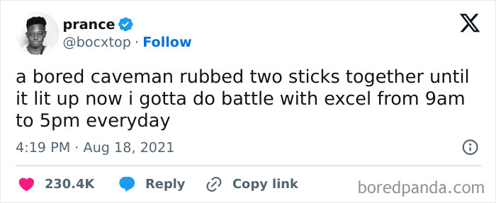 A surprisingly honest post on Twitter complaining about work. This is one of the honest posts.