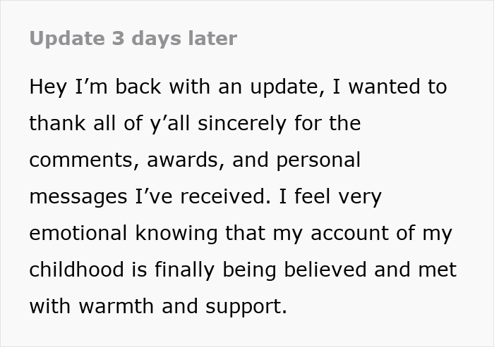 Screenshot of an update post from a woman expressing gratitude for support after revealing her toxic sister is infertile. Screenshot of an update post from a woman expressing gratitude for support after revealing her toxic sister is infertile.