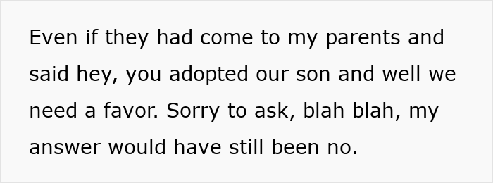 Text snippet about an adopted teen's refusal to meet birth parents' demand, highlighting sudden debt. Text snippet about an adopted teen's refusal to meet birth parents' demand, highlighting sudden debt.