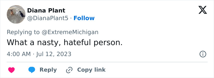 A social media post where a user calls the hair salon owner a nasty, hateful person for her actions against transgender customers. A social media post where a user calls the hair salon owner a nasty, hateful person for her actions against transgender customers.