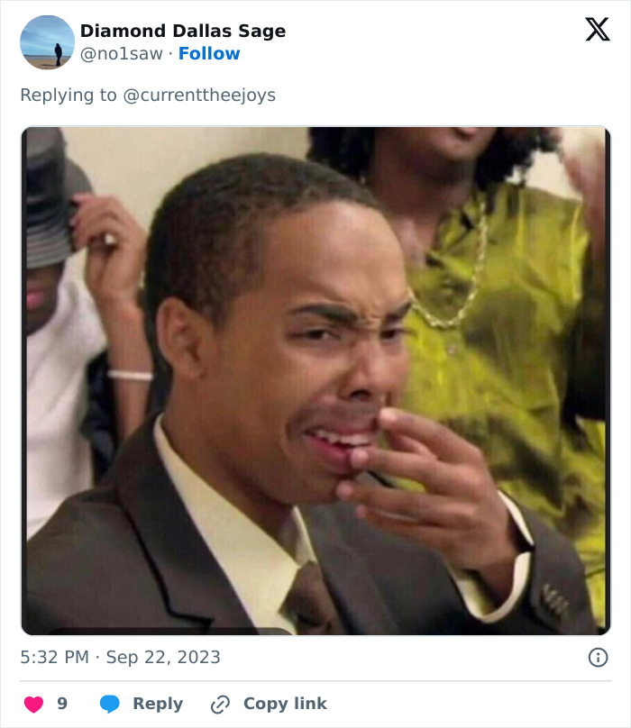 A meme of a man making a disgusted face, part of a trend about women sharing info on blue-collar husbands. A meme of a man making a disgusted face, part of a trend about women sharing info on blue-collar husbands.