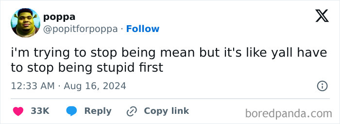 A Meme Queen post about trying to stop being mean, but others have to stop being stupid first.