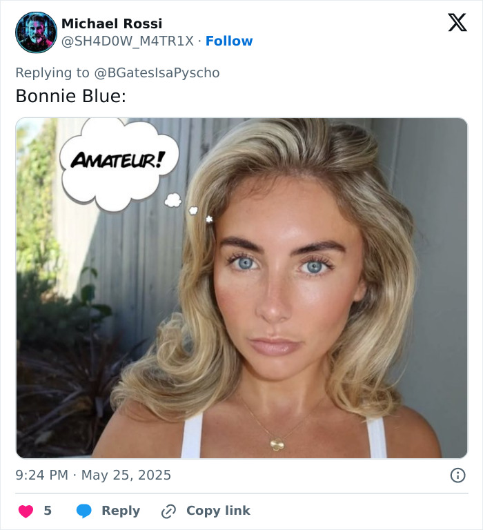 Michael Rossi tweet with an image of a woman and the word 'AMATEUR', referencing Annie Knight's next move. Michael Rossi tweet with an image of a woman and the word 'AMATEUR', referencing Annie Knight's next move.