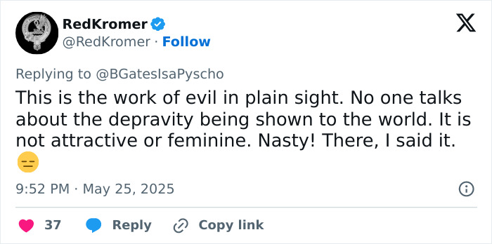 Tweet from RedKromer stating that Annie Knight's next move is the work of evil and depravity. Tweet from RedKromer stating that Annie Knight's next move is the work of evil and depravity.