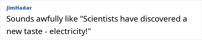 A comment from JimHadar comparing the new color Olo discovery to finding a new taste, electricity.
