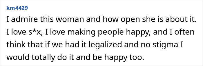 A comment admiring the former pastor in the adult industry and her openness about client requests. A comment admiring the former pastor in the adult industry and her openness about client requests.