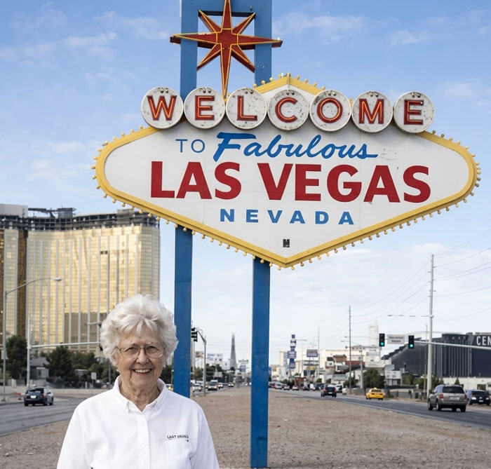 Betty Willis In 1998, Standing In Front Of The Iconic Las Vegas Sign She Designed In 1959