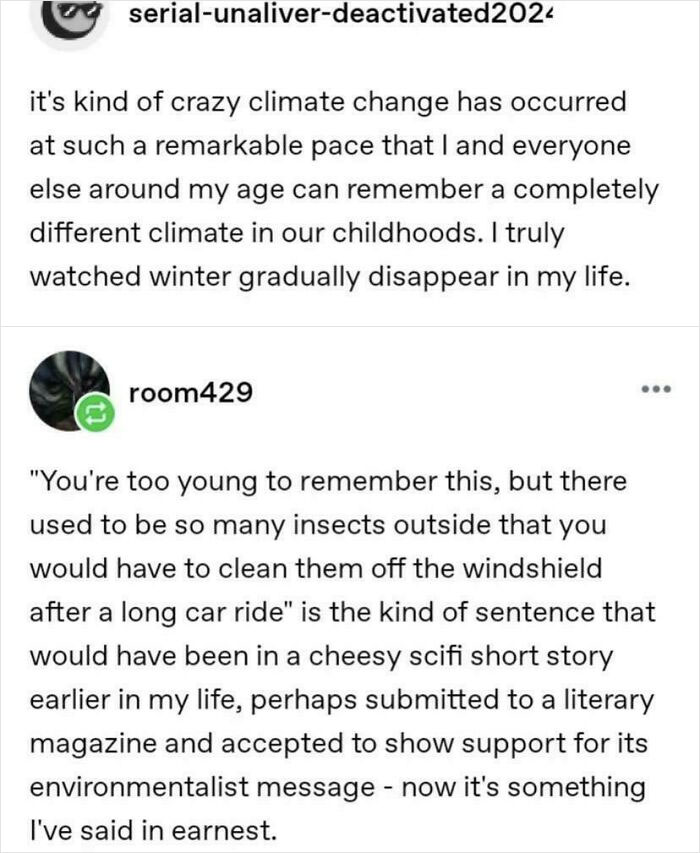 A Tumblr post discussing climate change and disappearing winters, highlighting the best things shared on Tumblr.