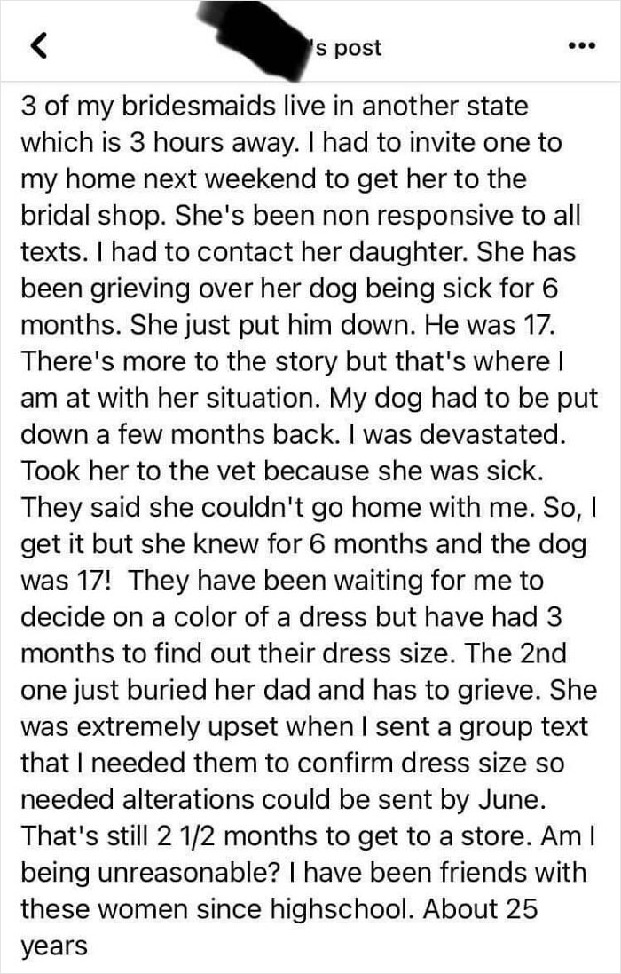 A bride complains about her bridesmaids' lack of commitment, affecting her wedding day preparations.