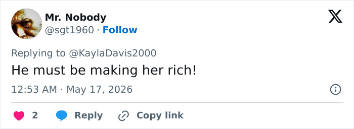 Twitter user Mr. Nobody comments on Trump's comments about his assistant and Melania's absence.