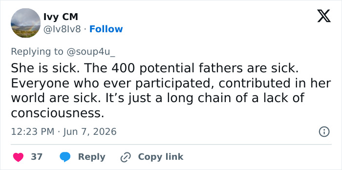 Bonnie Blue's raunchy baby shower: A tweet criticizing the event and participants.