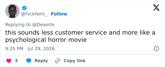 Screenshot of a tweet calling eBay's campaign to ruin an old couple's lives a psychological horror movie.