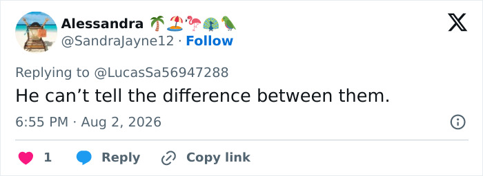 Twitter user Alessandra comments on Trump's comments about his assistant and Melania's absence.