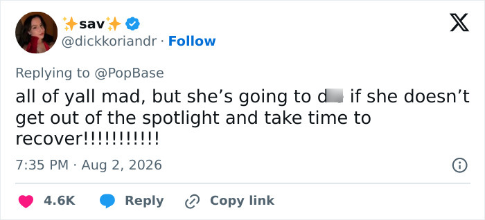 Screenshot of a tweet from sav about Ariana Grande dropping out of acting role. Screenshot of a tweet from sav about Ariana Grande dropping out of acting role.