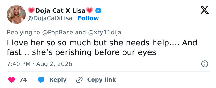 A tweet expressing deep concern for Ariana Grande's well-being and appearance in her recent music video. A tweet expressing deep concern for Ariana Grande's well-being and appearance in her recent music video.