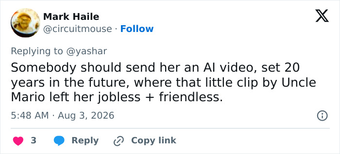 A tweet from Mark Haile discusses Mario Lopez's creepy video of his niece and the internet roasting him.