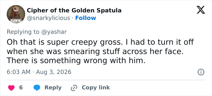 Screenshot of a tweet calling the Mario Lopez video featuring his niece creepy and gross.