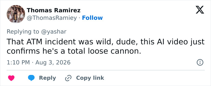 A tweet from Thomas Ramirez about Mario Lopez's creepy video of his niece, confirming he is a loose cannon.