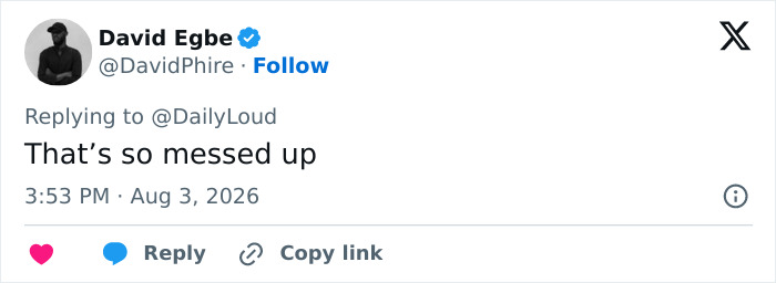 A tweet from David Egbe reacting to the news of a beauty influencer assassinated during livestream by a cartel boss. A tweet from David Egbe reacting to the news of a beauty influencer assassinated during livestream by a cartel boss.
