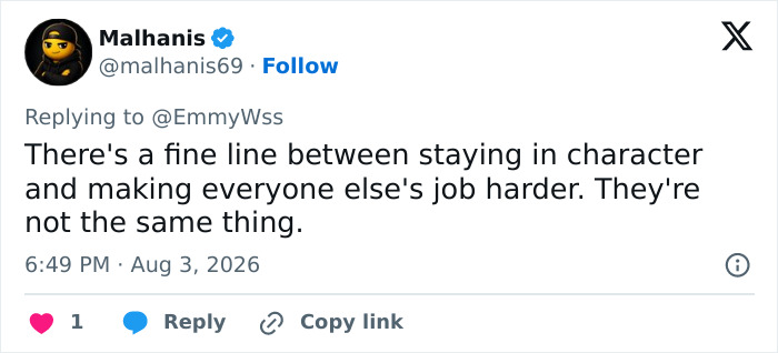 Scott Eastwood exposes A-lister co-star. Malhanis tweets about the fine line between staying in character and making everyone's job harder. Scott Eastwood exposes A-lister co-star. Malhanis tweets about the fine line between staying in character and making everyone's job harder.