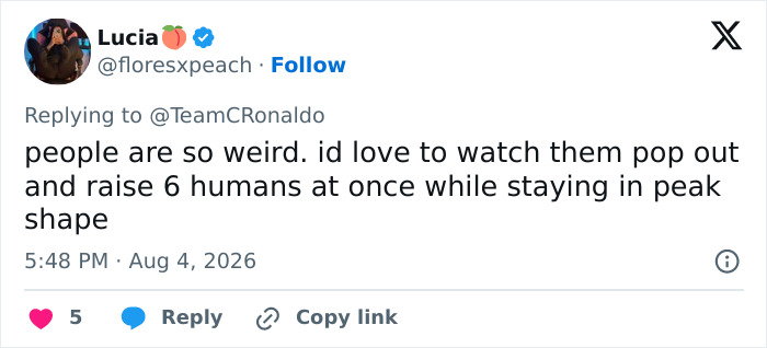 A tweet defending Georgina Rodriguez, criticizing body-shamers and cruel comments about her body.