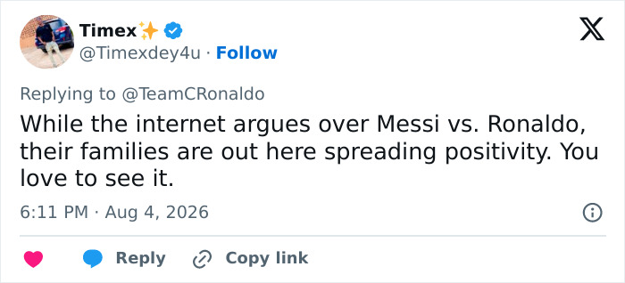 A tweet from Timex, showing families spreading positivity while Georgina Rodriguez hits back at body-shamers comments.