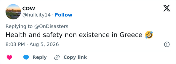 A tweet about health and safety regarding the woman slammed by a plane's jet engine.