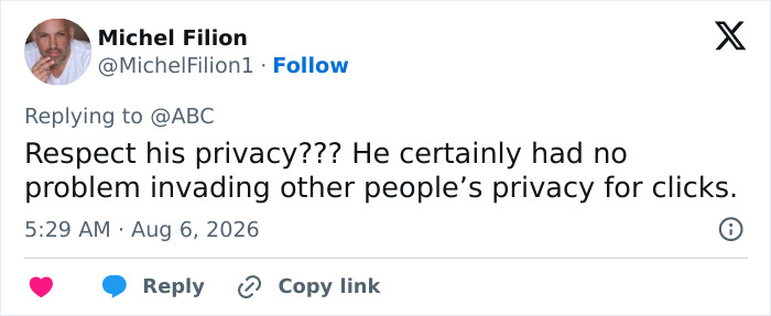 A social media post discussing Perez Hilton's injuries, criticizing his past invasion of privacy for clicks. A social media post discussing Perez Hilton's injuries, criticizing his past invasion of privacy for clicks.