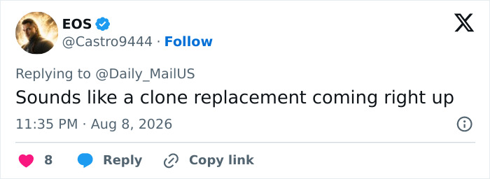 A social media comment about Perez Hilton's significant injuries, suggesting a replacement is coming. A social media comment about Perez Hilton's significant injuries, suggesting a replacement is coming.