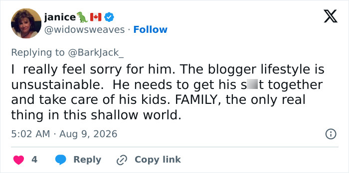 A social media post expressing sympathy for Perez Hilton's significant injuries, urging him to focus on family. A social media post expressing sympathy for Perez Hilton's significant injuries, urging him to focus on family.