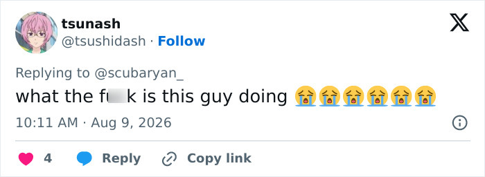Another social media user reacts to the Goth Baddie Drake dating challenge with emojis expressing confusion or dismay.