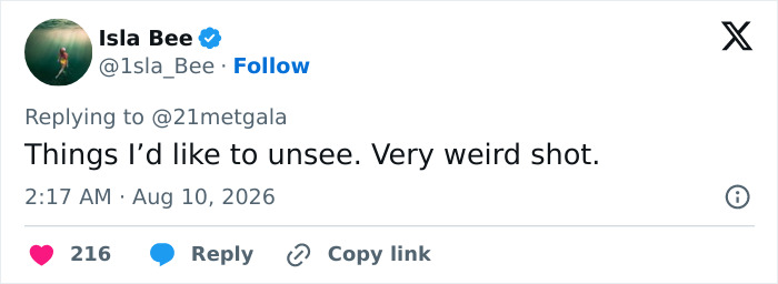 Isla Bee's tweet about Anne Hathaway's red carpet maternity outfit, sparking pregnancy theories.
