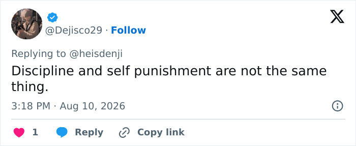 A fan's social media comment addresses the Hollywood Star's physique, distinguishing discipline from self-punishment. A fan's social media comment addresses the Hollywood Star's physique, distinguishing discipline from self-punishment.