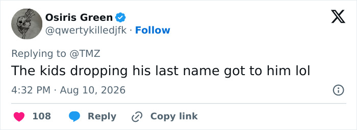 Tweet by Osiris Green comments on Brad Pitt's sobriety streak, suggesting a reason for his new approach to drinking. Tweet by Osiris Green comments on Brad Pitt's sobriety streak, suggesting a reason for his new approach to drinking.