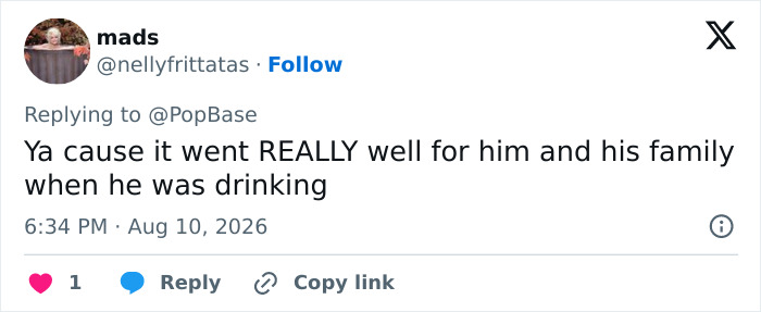 A social media post about Brad Pitt and his family, referencing his sobriety streak and drinking. A social media post about Brad Pitt and his family, referencing his sobriety streak and drinking.