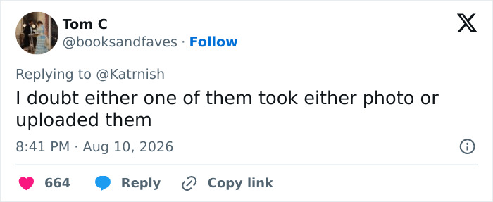 Screenshot of a tweet from Tom C doubting Prince William and Kate Middleton marriage photo uploads. Screenshot of a tweet from Tom C doubting Prince William and Kate Middleton marriage photo uploads.