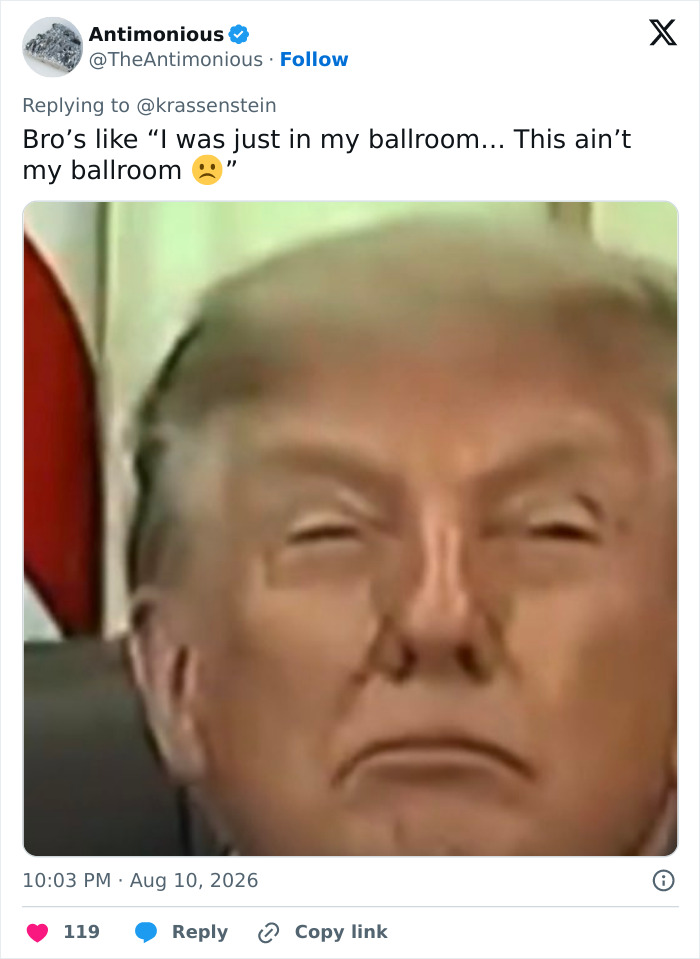 Close up of Trump's face behind a viral tweet, regarding the mystery woman and strange gesture. Close up of Trump's face behind a viral tweet, regarding the mystery woman and strange gesture.