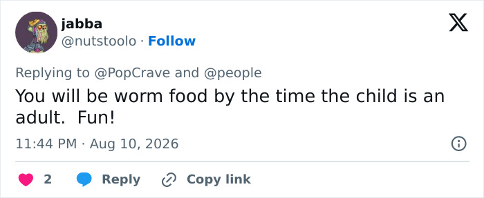 Tweet from jabba showing skepticism about Jon Hamm expecting his first child, referencing his age. Tweet from jabba showing skepticism about Jon Hamm expecting his first child, referencing his age.