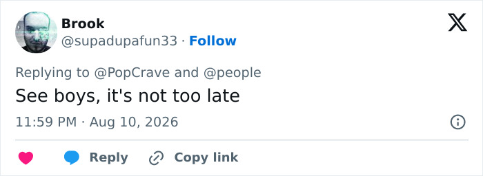 Fans are skeptical about Jon Hamm expecting his first child. Twitter user comments that it's not too late. Fans are skeptical about Jon Hamm expecting his first child. Twitter user comments that it's not too late.