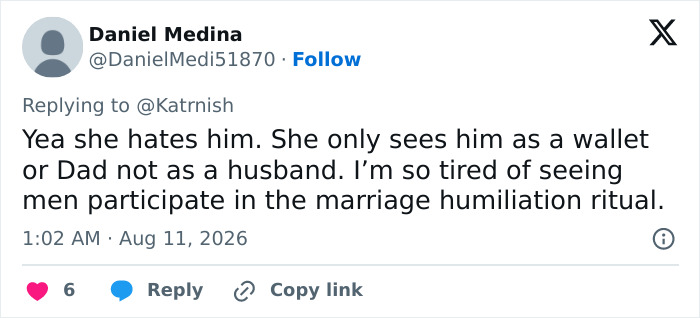 Screenshot of a tweet discussing Prince William and Kate Middleton's marriage, stating 'She hates him'. Screenshot of a tweet discussing Prince William and Kate Middleton's marriage, stating 'She hates him'.