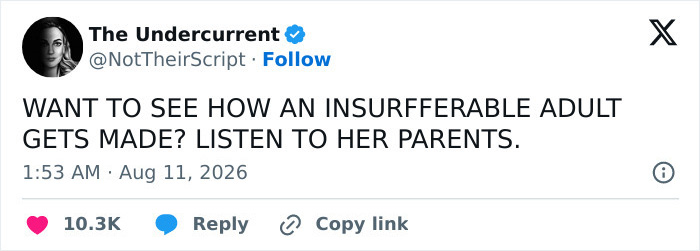 A tweet about insufferable adults, referencing the jailhouse call of a drunken daughter and her dad. A tweet about insufferable adults, referencing the jailhouse call of a drunken daughter and her dad.