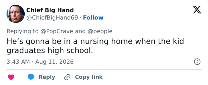 Tweet expressing skepticism about Jon Hamm expecting his first child due to his age. Tweet expressing skepticism about Jon Hamm expecting his first child due to his age.