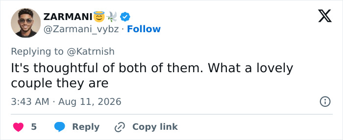 A social media comment praises Prince William and Kate Middleton's marriage as a lovely couple. A social media comment praises Prince William and Kate Middleton's marriage as a lovely couple.