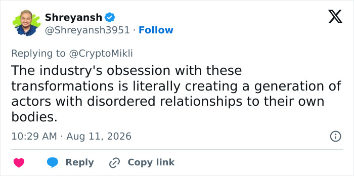 Tweet on Hollywood Star, self-loathing, and how industry transformations impact actors bodies. Tweet on Hollywood Star, self-loathing, and how industry transformations impact actors bodies.