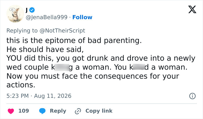 JenaBella999's tweet criticizing a dad's astonishing words in a jailhouse call. JenaBella999's tweet criticizing a dad's astonishing words in a jailhouse call.