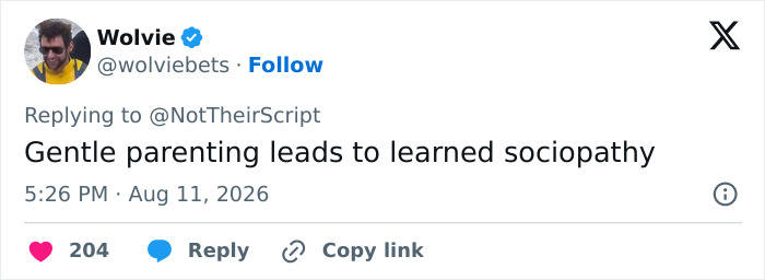 A social media post with the main SEO keyword 'drunken daughter' about gentle parenting and sociopathy. A social media post with the main SEO keyword 'drunken daughter' about gentle parenting and sociopathy.