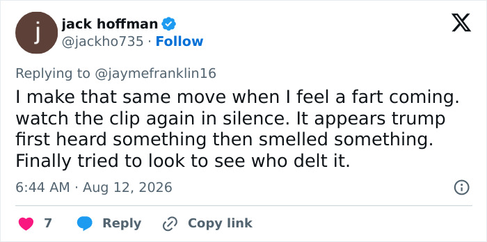 Tweet by jack hoffman about a strange gesture by a mystery woman behind Trump, sparking a wild theory.